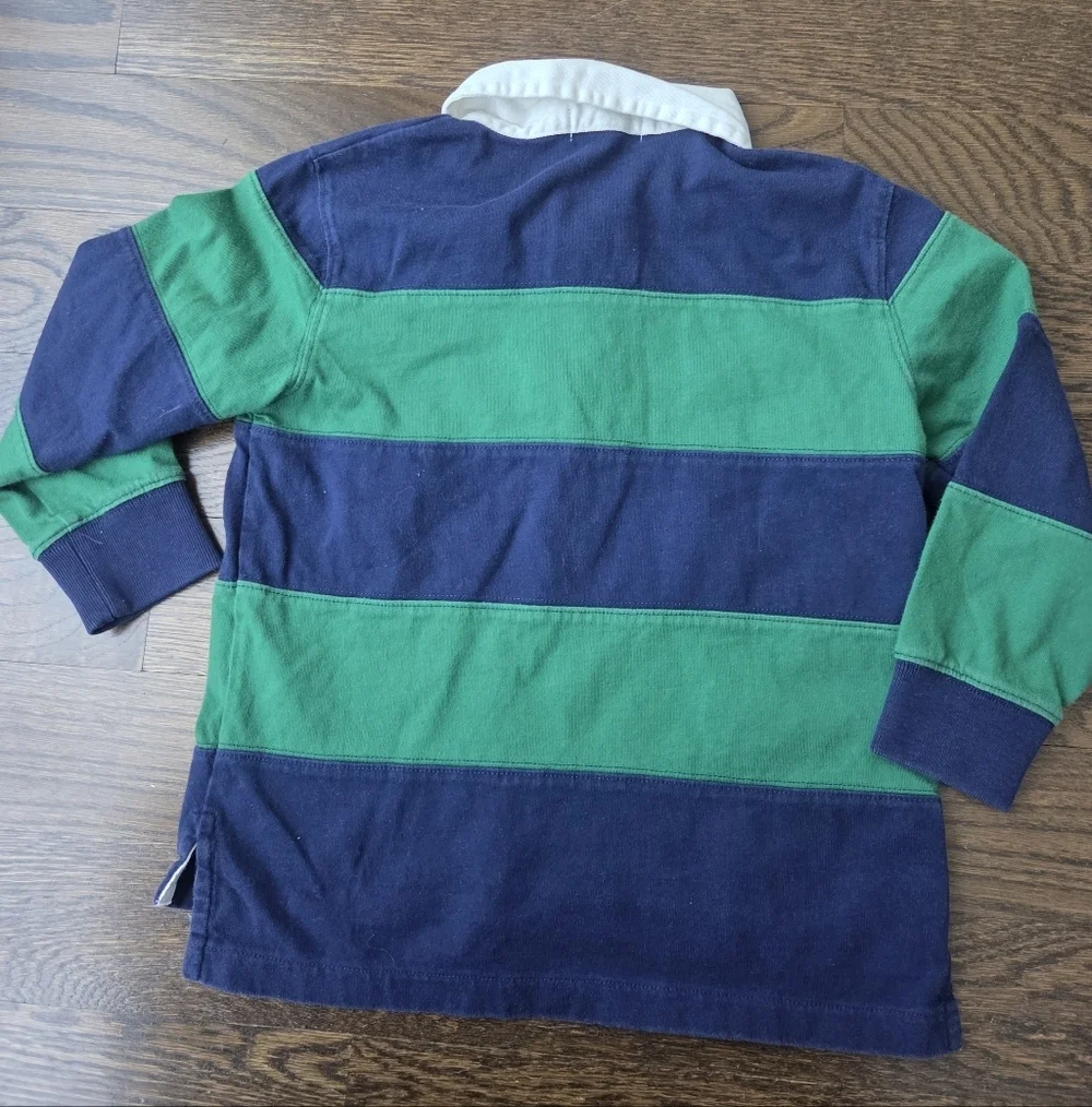 Polo by Ralph Lauren Kids Green and Blue Striped Rugby Shirt Sz.5